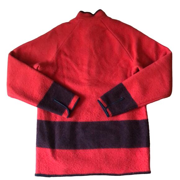 Vintage 70s Woolrich Red & black Wool Stripe Pullover, snap closing size small - Picture 3 of 9